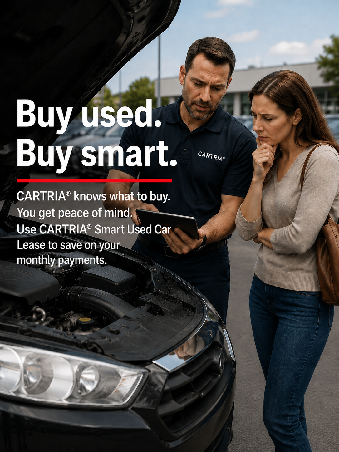 CARTRIA advisor helping a buyer review a used vehicle